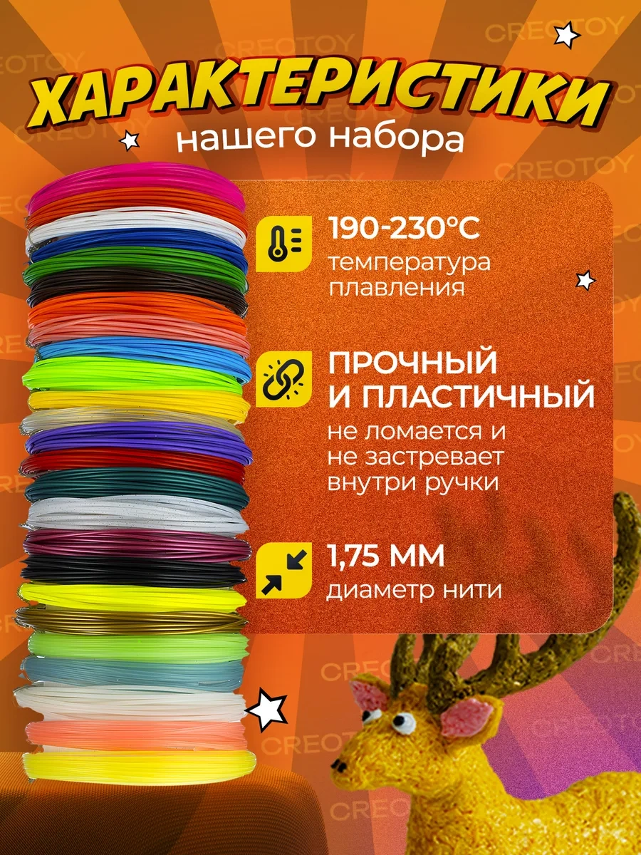 Creotoy 3d Kalem İçin Pla Malzeme Çubukları + Işıklı + Şablonlar 3d Kalem İçin Pla Malzeme Çubukları, Işıklı Çubuklar V