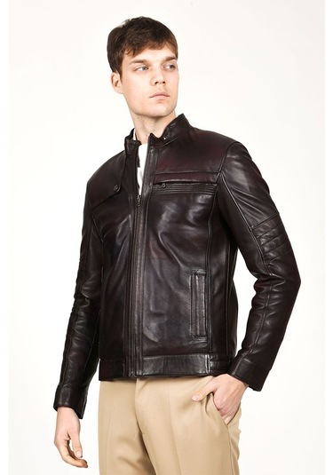 Dericlub Ahmet Gerçek Deri Erkek Mont-Bordo