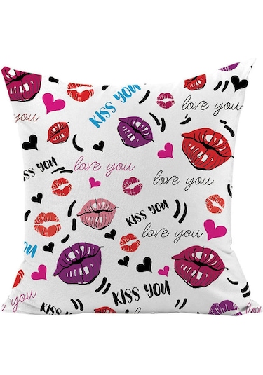 Sevgililer Günü Keten Yastık Kılıfı Baskılı Kanepe Minderi 0009 Diğer