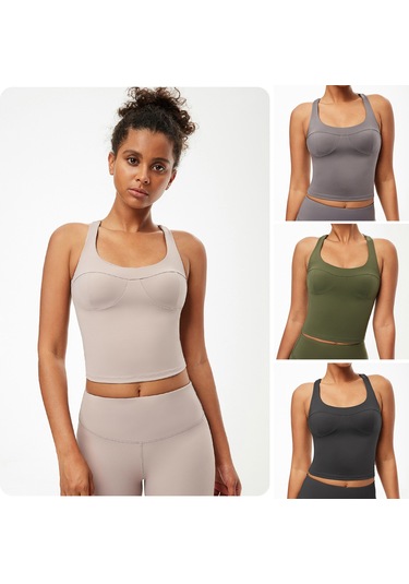 Wezone Kadınlar İçin Hızlı Kuruyan, Nefes Alabilen Çapraz Sırtlı Yoga Atleti Rahat Ve Destekleyici Spor Giyim Gri