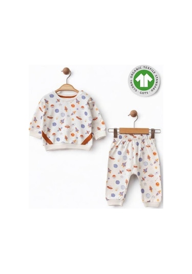 Erkek Bebek Uzay Desenli Organik Eşofman Takım-15485 renkli