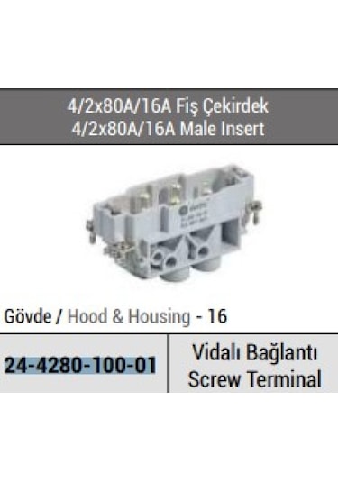 Tp Electric 24 4280 100 01 4/2x80a/16a / Fiş Çekirdek Vidalı Bağlantı Vid54 Vidalı