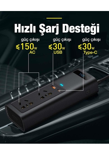 Baseus Power Inverter 150W Ac 220V Araç Içi Çakmak Çevirici Elekt