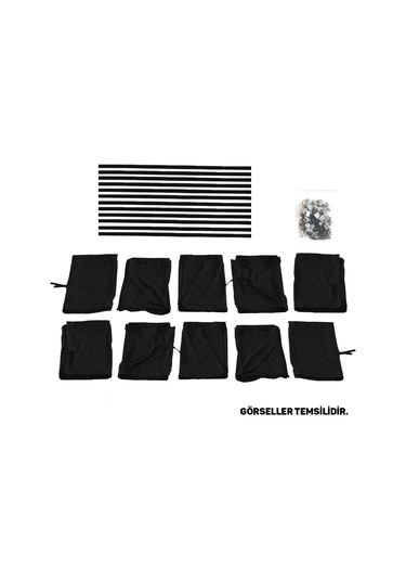 Pandami Volkswagen Crafter 2. Nesil Orta Şase 2018+ Uyumlu Siyah Raylı Oto Perde Takımı