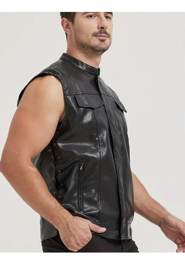 Cooper Yelek Yanlardan Bağlama Ayarlı Ve Fermuar Kapamalı Siyah