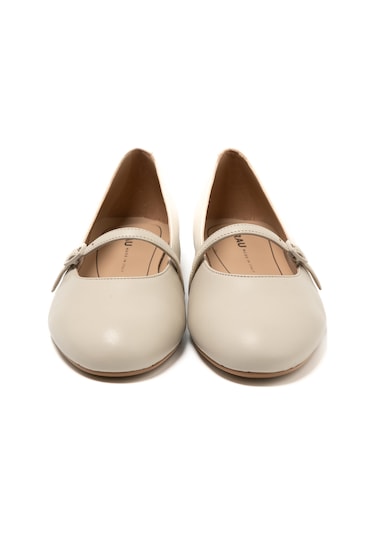 Cream Babet Kadın 70p5 Frau Leather Ballet Flats With Strap Krem