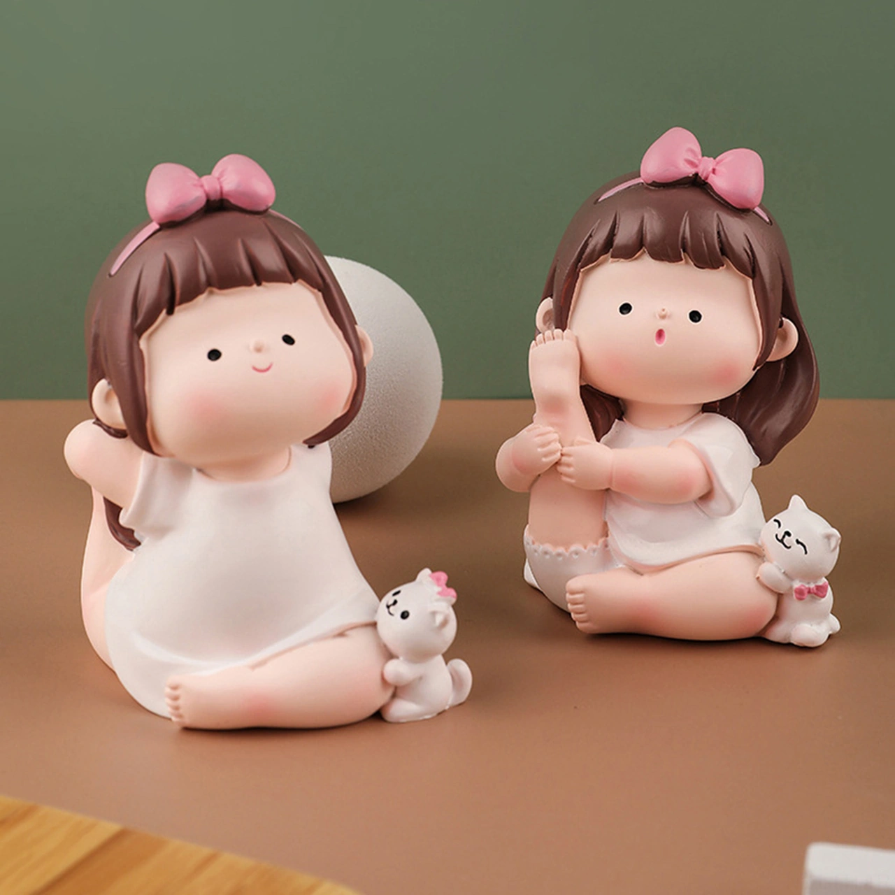 Folinda Yoga Pratiği Yapıyor Kumral Kız Figürü, Resin Materal, Ev Dekorasyonu, Masaüstü, Araba, Çocuk Odası, Hediye İçin Zevkli Figür