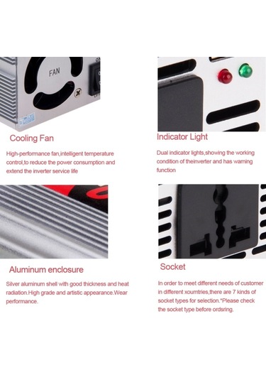 Suvpr Dy-8103 200w Dc 12v - Ac Araç Güç Çevirici 500ma Usb Bağlantı Noktası Ve Evrensel Güç Soketi