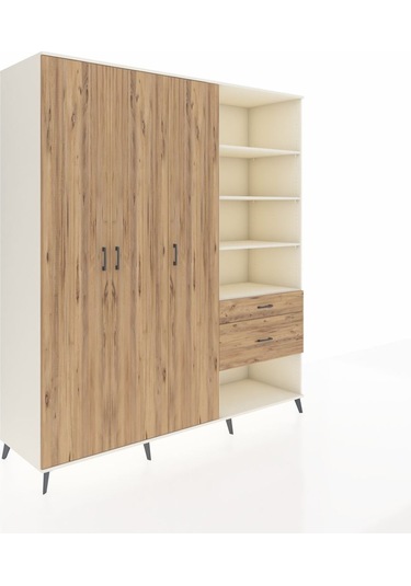Kronos Dolap 16 Raflı 2 Çekmeceli 3 Kapaklı 220x59x243 Aytaşı-çam/çam Atlas Çam/atlas Çam