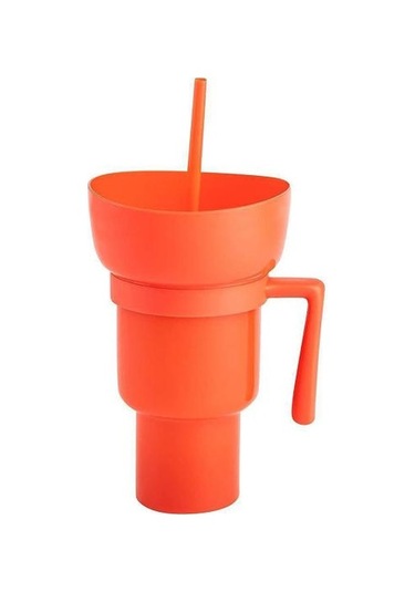 Turuncu İçecek Kupası Stadyum Bardak Ve Snack Bowl 2'si 1 Arada Snack İçecek Bardağı