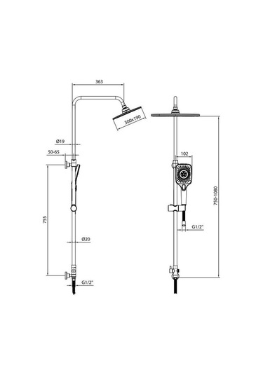 Ar Troya Duş Kolonu Mat Siyah Çok Renkli