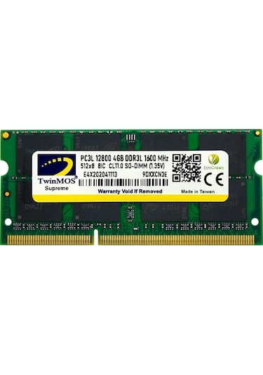 TwinMos MDD3L4GB1600N 4 GB DDR3 1600 MHz CL11 Notebook Ram