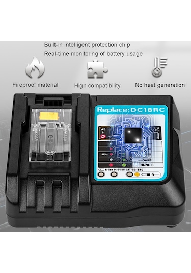 Sones Makit Dc18ra / Dc18rc 14.4v-18v Akülü Elektrikli Alet Pil Şarj Cihazı Ab Fişi