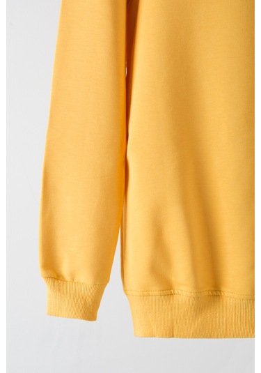 Erkek Hardal Bisiklet Yaka Basic Düz Sweatshirt HARDAL