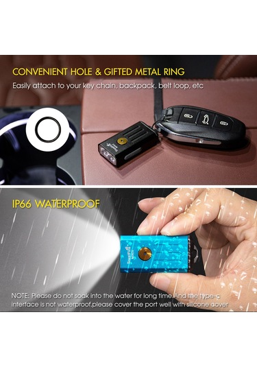 Jeehugo Alüminyum Anahtar Feneri Siyah - Beyaz 320lm Ve Kırmızı Işık, Ip66 Su Geçirmez, 300mah Pil, 86m Işık Mesafesi Çok Renkli