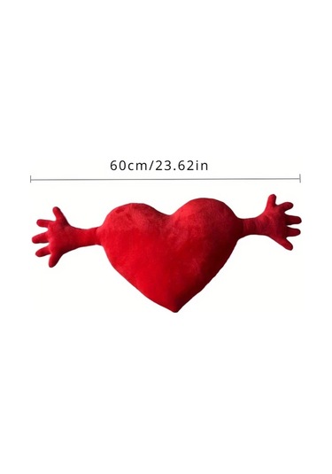 Gateesat 1 Adet Romantik Kırmızı Kalp Yastığı Mikrofiber Sevgili Yastığı Dekoratif Yastık Kırmızı