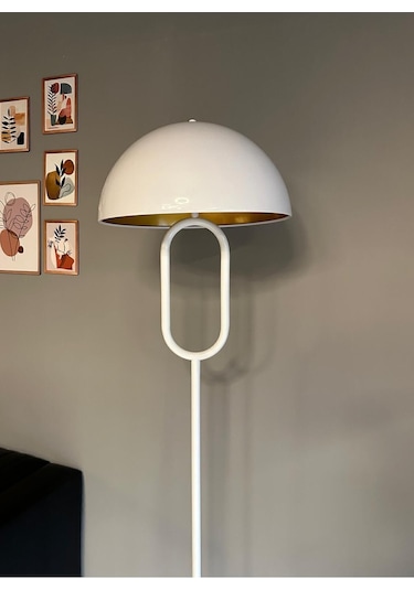 Beyaz Lambader Modern Dekoratif Metal Oturma Odası Çalışma Odası Zemin Lambası 6907 Beyaz
