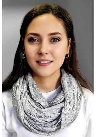 Tezzgelsin Kadın Çift Dolama Triko Örgü Boyunluk Gri