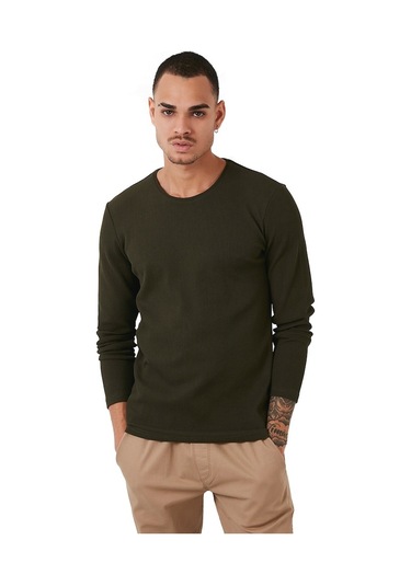 Buratti Pamuklu Bisiklet Yaka Slim Fit Basic Erkek Sweat 5905073 Haki