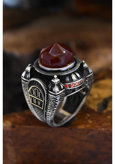 Islam Usta Tasarımı Al Kubbe Model Gümüş Erkek Yüzük Gyzıslmstm1-gms