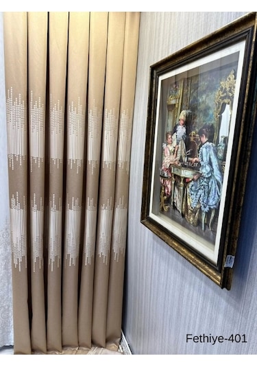 Nivemeshome Fethiye 614178 Altın V-401 1/3 Sık Pileli Fon Perde Apm Altın