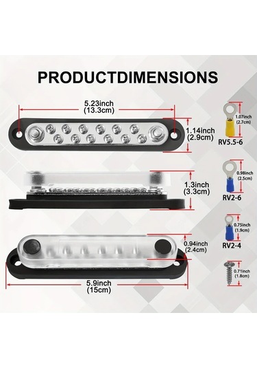 Motion003 12m4 Terminal Güç Dağıtma Bloğu Siyah Kırmızı 30 Mavi Bağlayıcı Kapak Vida