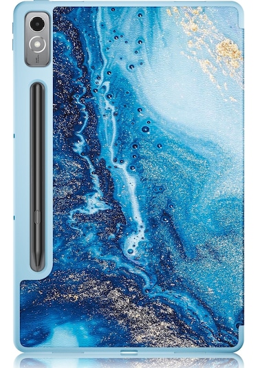 Lenovo Uyumlu Tab P12 Tb371fc Desen Baskı Üç Katlı Stand Tablet Kapağı Pu Deri + Tpu Tablet Kılıfı