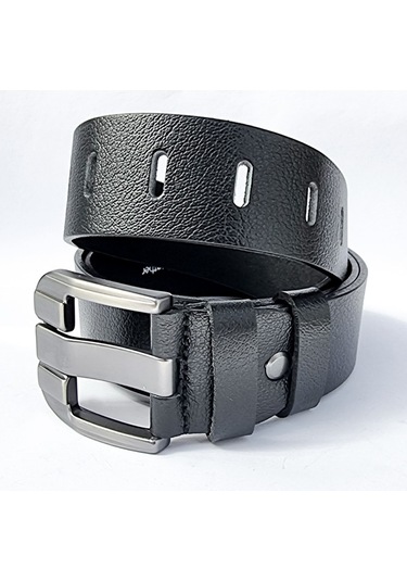 Rich Smith %100 Hakiki Deri Erkek Kemer Spor Siyah Çelik 135 Cm Siyah