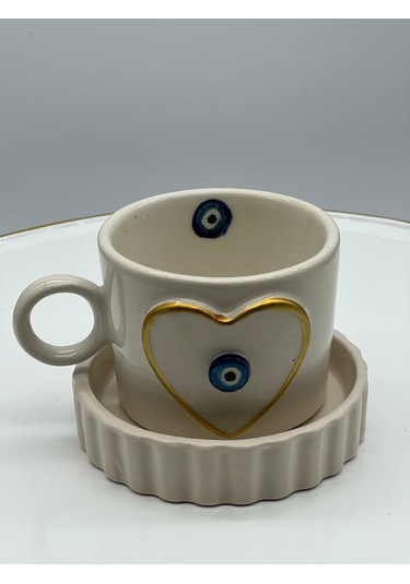 Altın Yaldız Kalp Nazar Fincan Mug