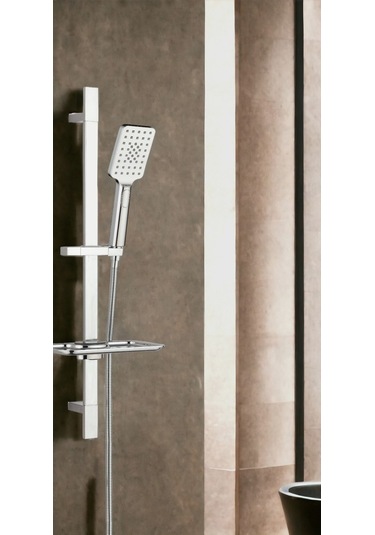 T-may Belen Kare Borulu Hareketli Sürgülü Duş Seti Üst Takımı Krom