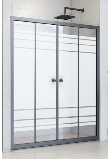 Durul Duşakabin Ön Cephe Siyah Profil Desenli Siyah