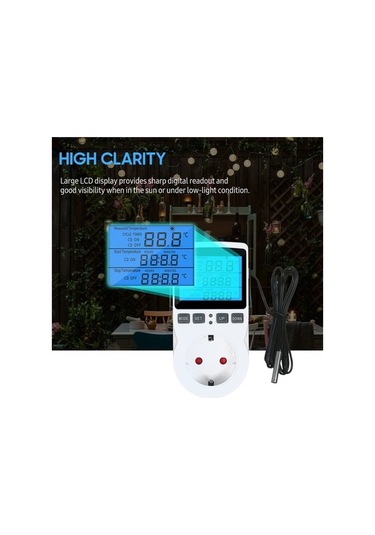 Besthome1 Priz Dijital Termostat Kontrol Cihazı, Lcd, Isıtma Soğutma Kontrol, Çıkış Fişi