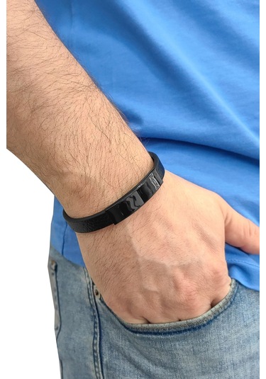 Chavin Siyah Ipc Kap. Deri Çelik Erkek Bileklik Ef89x Siyah