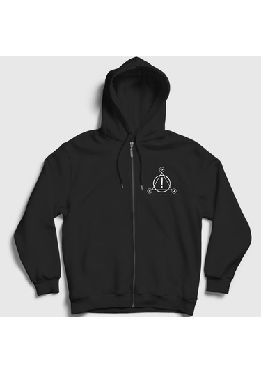 Presmono Unisex Logo Panic At The Disco Fermuarlı Kapüşonlu Sweatshirt Siyah