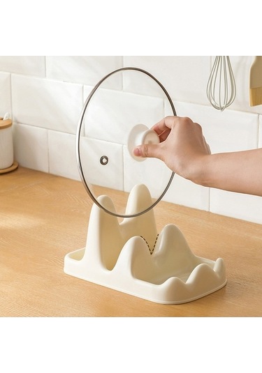 Dancemonkey Cbtx Çift Katmanlı Tencere Kapağı Tutucu Standı, Yemek Kaşığı Dinlenme Rafı - Yeşil Çok Renkli