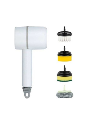 Fortunelane El Elektroniğiyle Çalışan Kablosuz Temizlik Fırçası - 4 Farklı Fırça İle Mutfak, Banyo Ve Ev Temizliği - 1200mah Bata