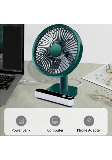 Jialan Usb Şarj Edilebilir Salınan Masa Fanı 4 Hız Ayarı 5000mah