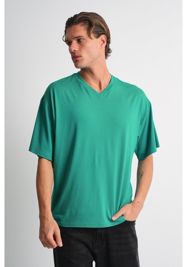 Alexander Gardi Alexandergardı V Yaka Oversize T-shirt E24-742a Petrol