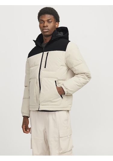 Erkek Rüzgara Dayanıklı Kapüşonlu Puffer Mont - Otto Moonbeam Çok Renkli