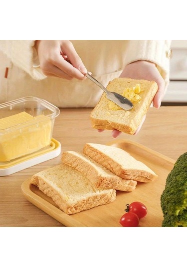 Fochsia Beyaz Gıda Sınıfı Akrilik Tereyağı Saklama Ve Kesme Kutusu Taze Tutar Pratik Beyaz