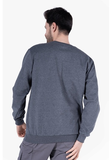 2 İplik Bisiklet Yaka Sweatshirt Füme Melanj