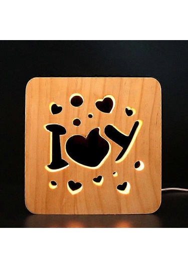 Yaju Led Gece Lambası Masif Ahşap Düşük Enerjili Anahtar Anahtarı Çok Renkli