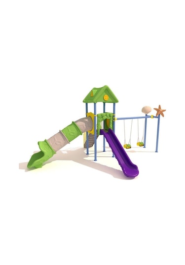 Çocuk Oyun Parkı Ev Temalı - Deniz Yıldızı Figürlü 2 Kaydıraklı Model-758 Çok Renkli