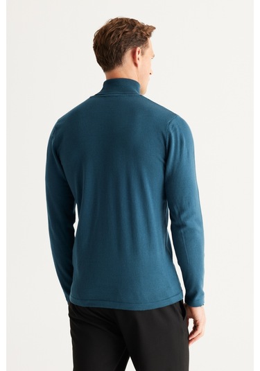 Altinyildiz Classics Erkek Petrol Standart Fit Normal Kesim Tam Balıkçı Yaka Pamuklu Triko 4A4923100007PETS Petrol