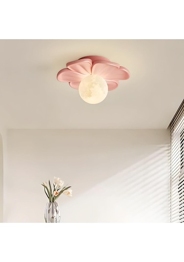 Modern Reçine Çiçeği Küçük Tavan Işık Yeşil Gömme Tavan Lambası, Pembe Diğer
