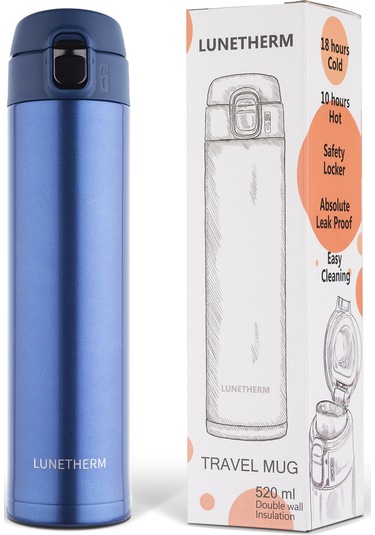Lunetherm Sızdırmaz Vakumlu Çıft Katmanlı Çelik Termos -Saks Mavi