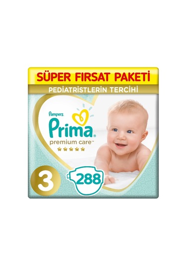 Prima Premium Care Bebek Bezi 3 Beden 6-10 Kg 3 96 288 Adet 3'lü