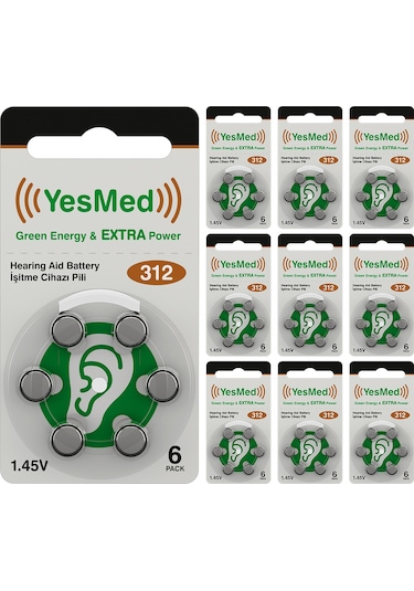 Yesmed Extra Power 312 No Kulak Pili 10paketx6 Adet 60 Adet Pil
