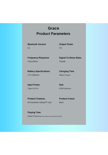 Wezone Xdobo Grace Mini Bluetooth Hoparlör - Ipx7 Su Geçirmez, 8 Saat Pil, Tf Kart Desteği, Düşük Taban, Çok Senaryo İçin