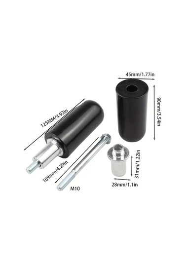 Dashanshop Siyah M10 Büyük Motosiklet Yana Devrilme Çubuğu Koruma Kauçuk Aksesuarları